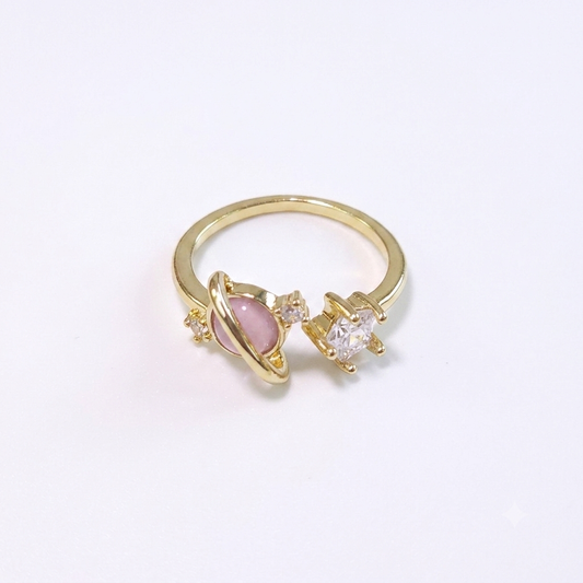 Ring|Celestial Orbit Open Ring – Planet & Star CZ Statement Ring | Galaxy Jewelry