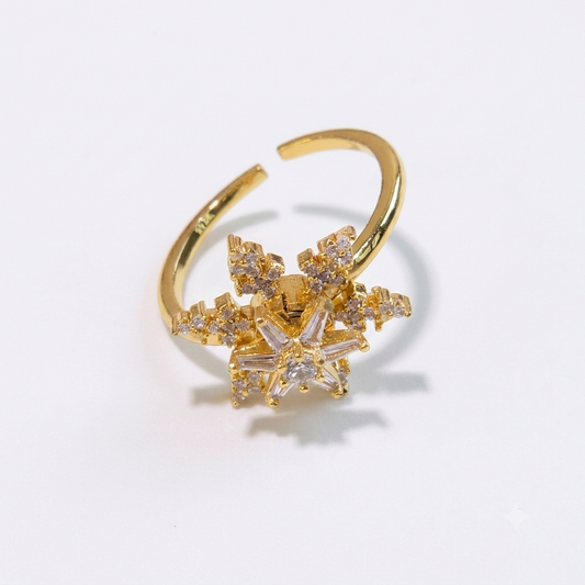 Ring|Celestial Snowflake Spinner Open Ring | Adjustable Ring | Statement Jewelry