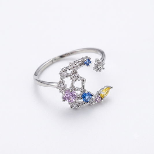 Ring|Celestial Moon & Star Open Ring | Adjustable Ring | Galaxy Jewelry