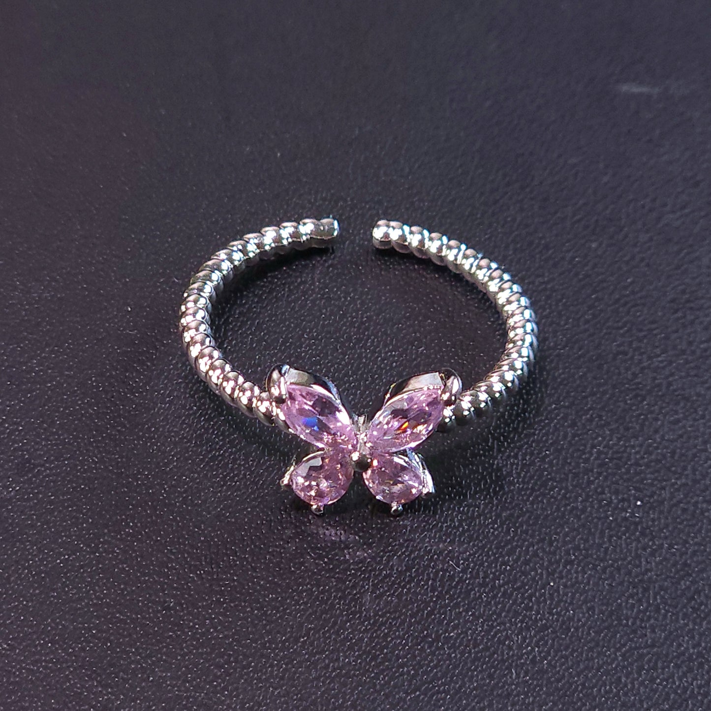 Ring｜Whisper Wing Butterfly Ring | Adjustable Fit | CZ Crystal Accent