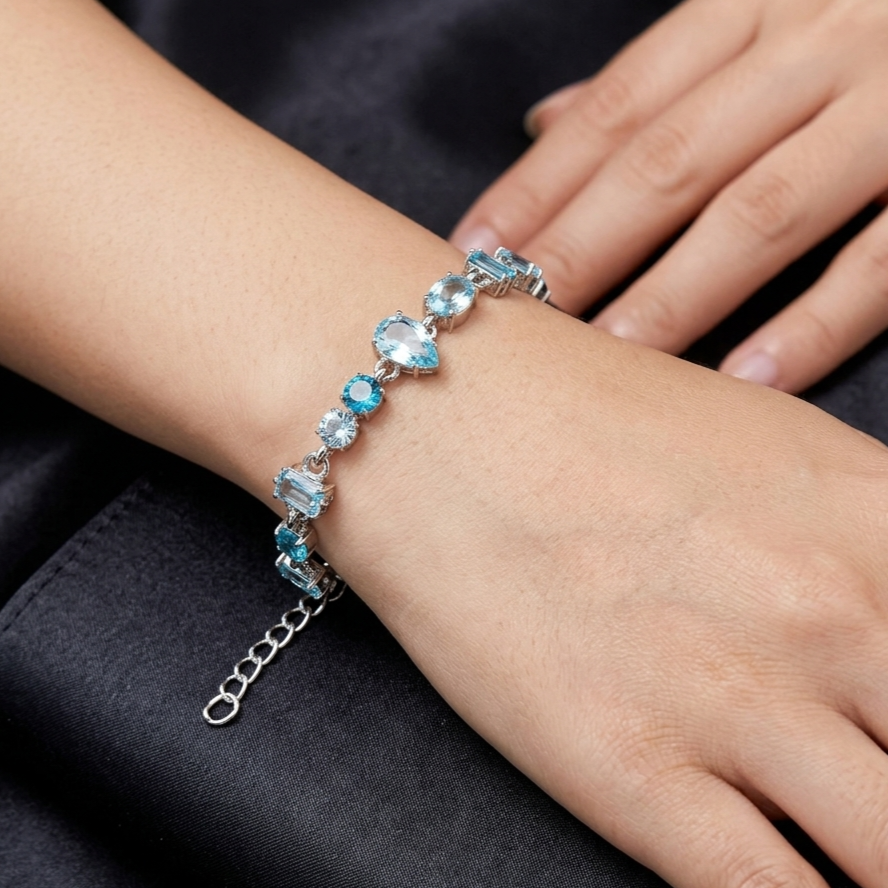 Bracelet｜Aurora Mixed-Cut CZ Bracelet | Multi-Color Crystal Link Bracelet