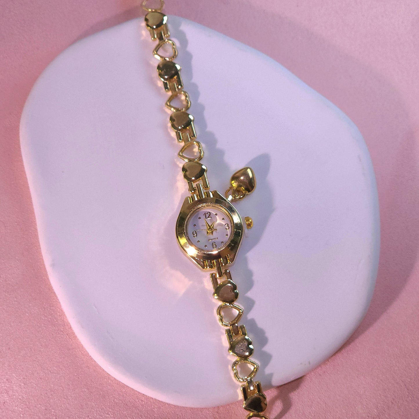 Watch|Golden Hearts Interlocking Bracelet Watch for Women | Multi-Color Options