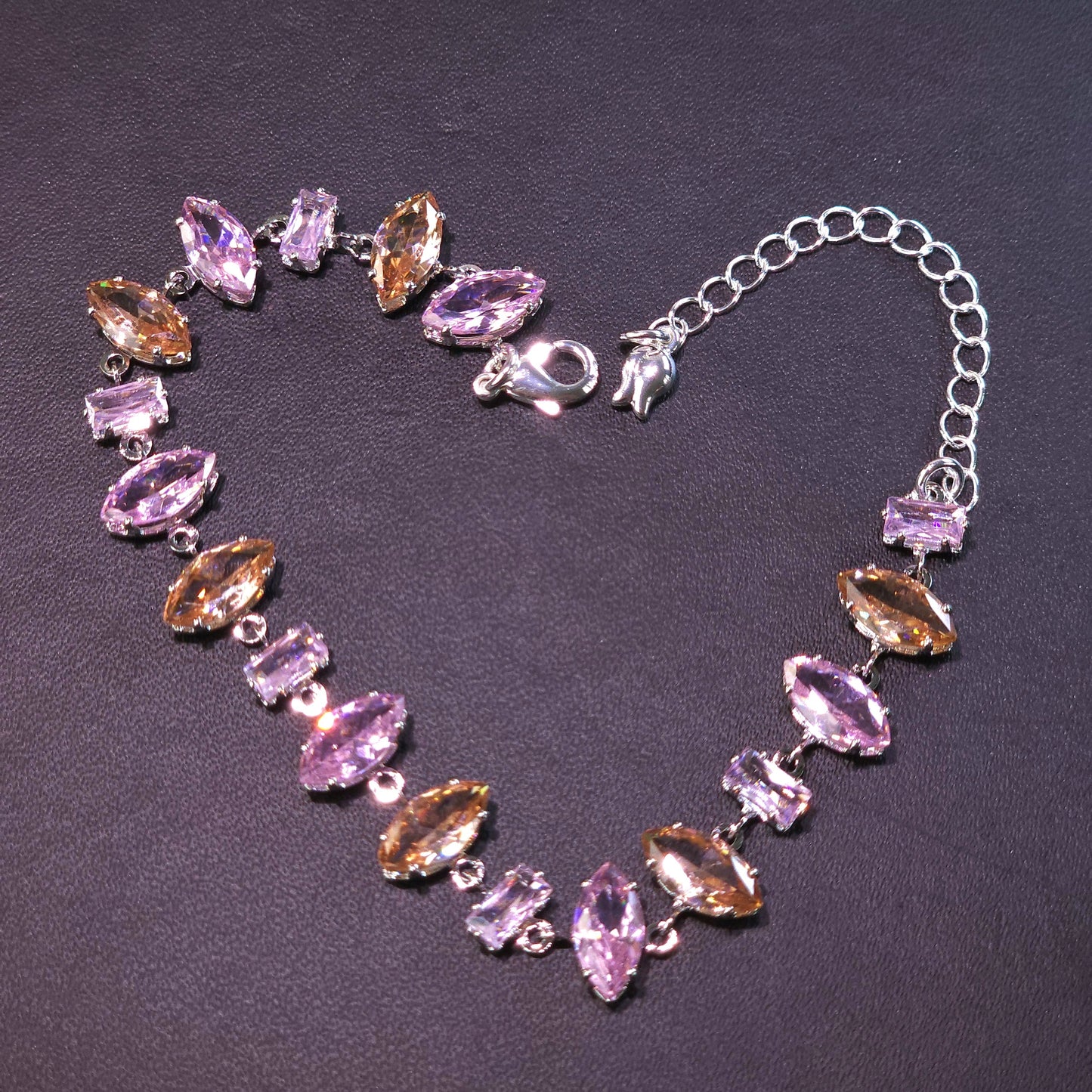 Bracelet｜Aurora Mixed-Cut CZ Bracelet | Multi-Color Crystal Link Bracelet